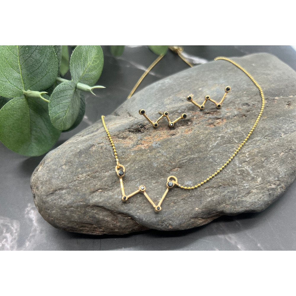 Celestial Cassiopeia Constellation Necklace & Earring Set Sterling Silver Posts